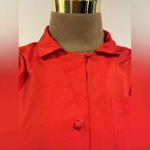 Dana AshleyVintage Red Button Down Collard  Shorts Sleeves.Pleated Blouse Sz 10. - Picture 11 of 17